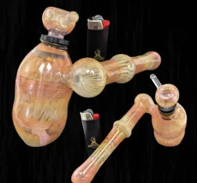 Chameleon Glass Multi Layer Gold and Silver fumed sidecar hammer bubbler