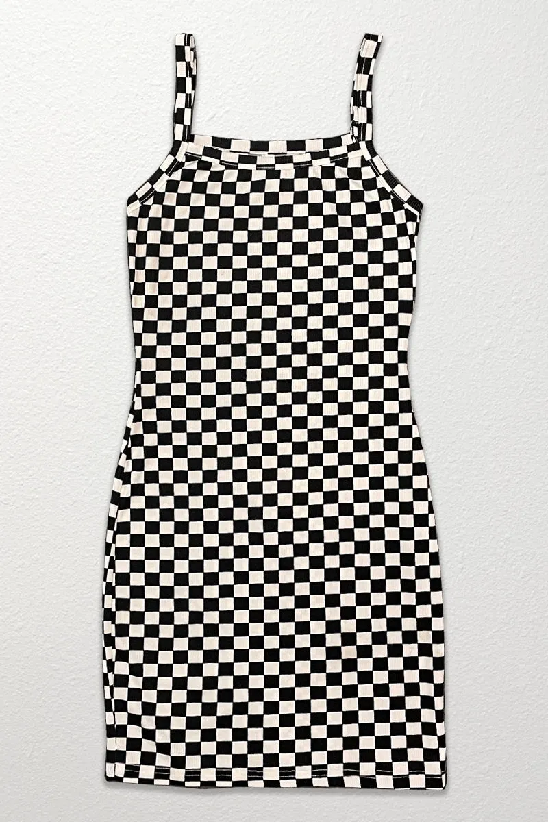 Checker Print Mini Dress