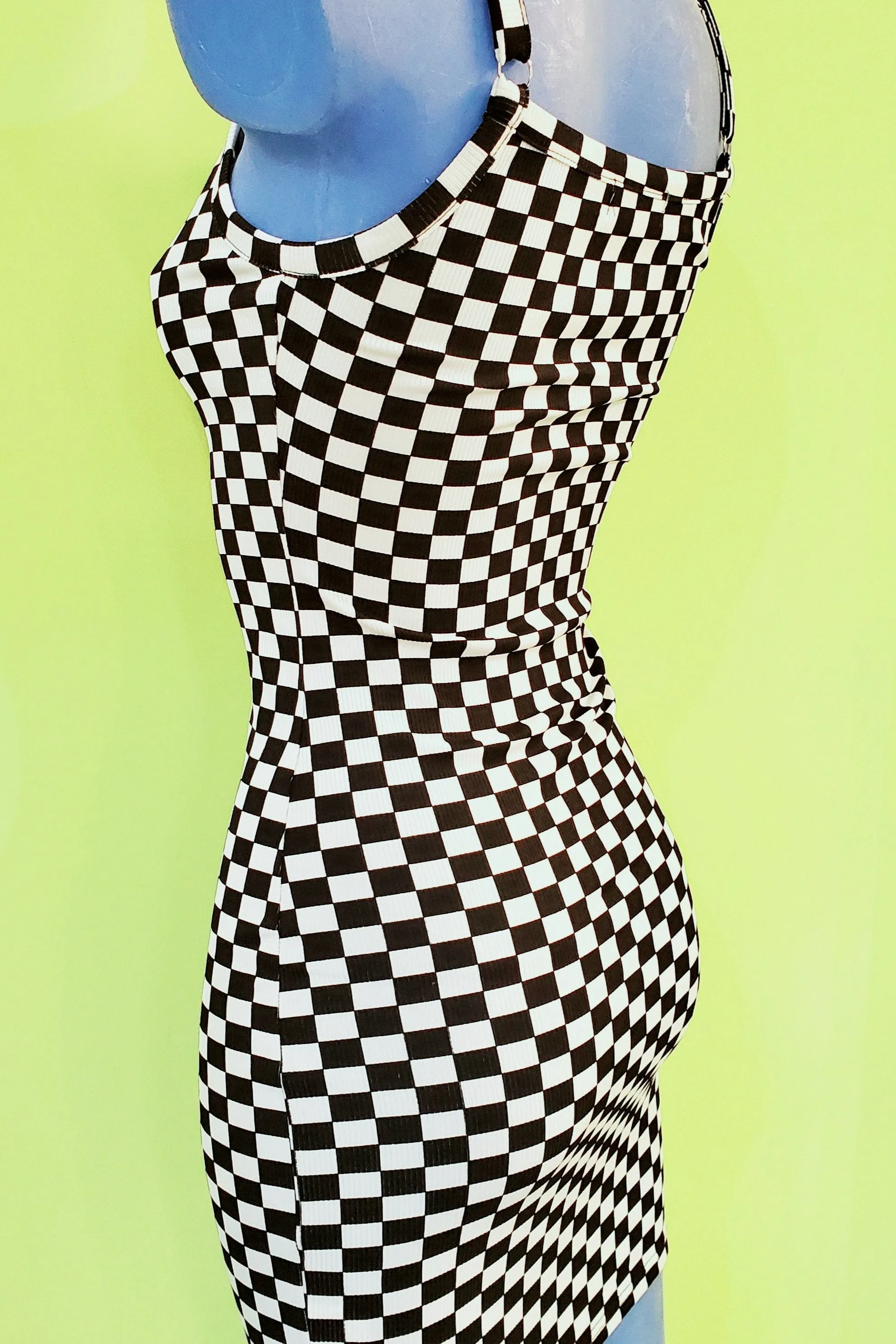 Checker Print Mini Dress