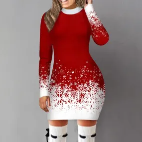 Chic Snowflake Bodycon Dress - Perfect for Christmas Celebrations and Holiday Parties