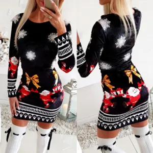 Christmas Bodycon Long Sleeve Dress