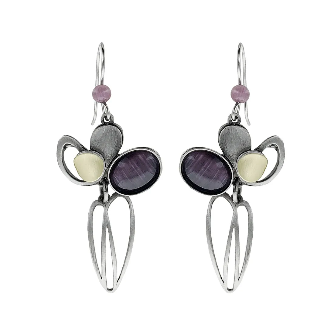 Christophe Poly Purple Artisan Heart Dangle Earrings