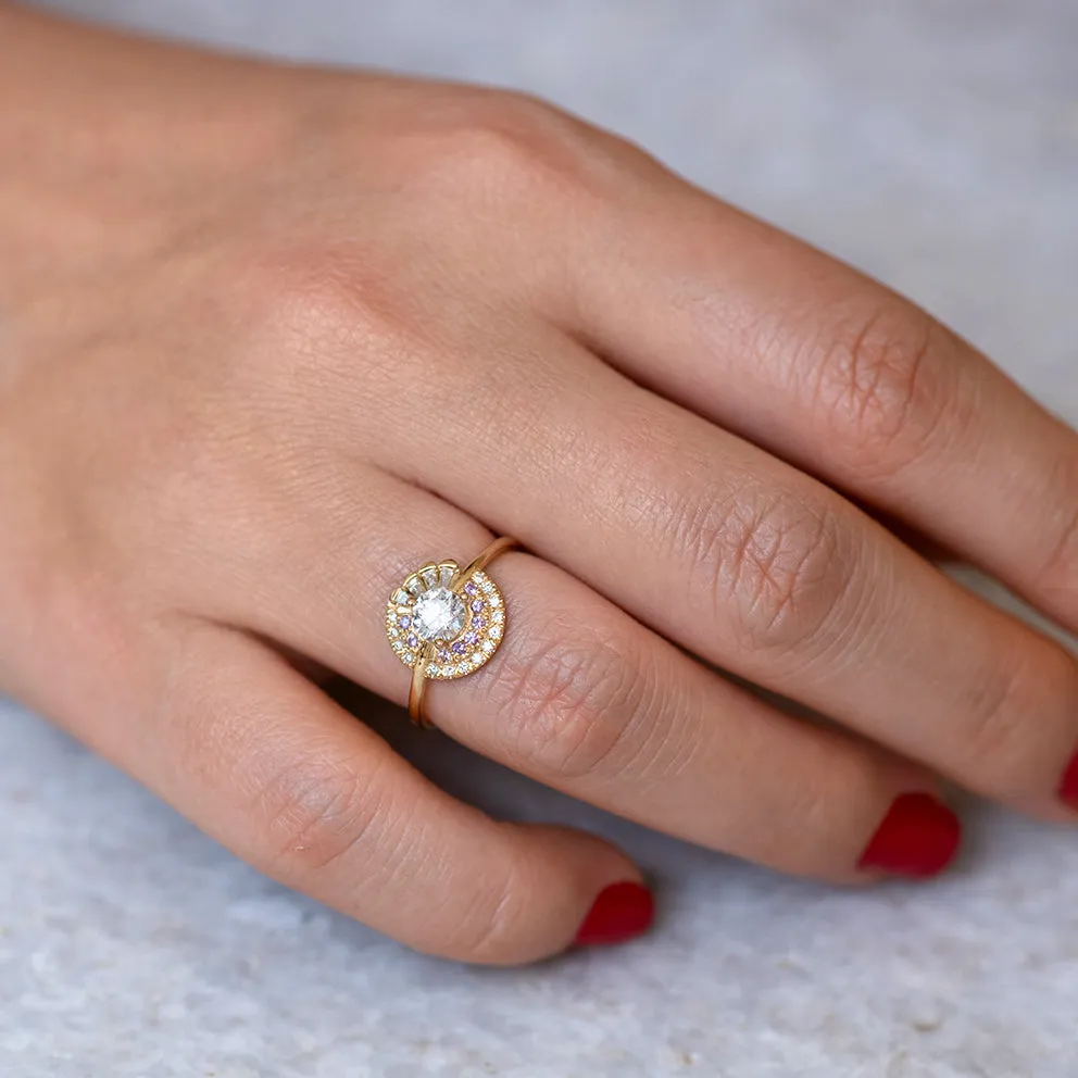 Cluster Engagement Ring with Purple Lilac Sapphires