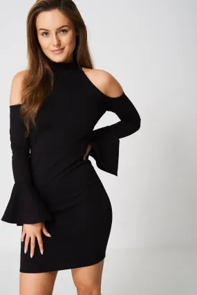 Cold Shoulder Bell Sleeve Dress