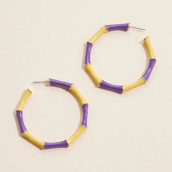 Color Block Bamboo Hoop Earrings