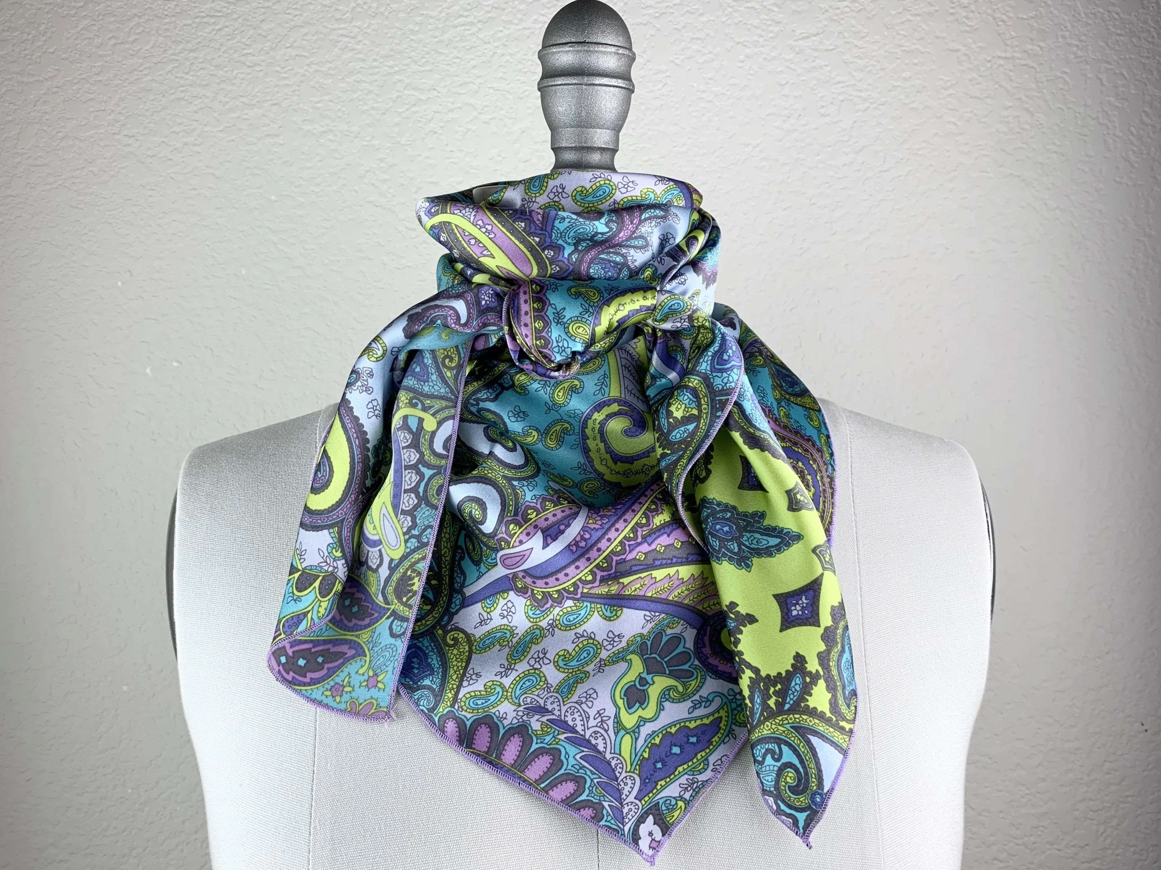 CR Purple and Seafoam Paisley Scarf