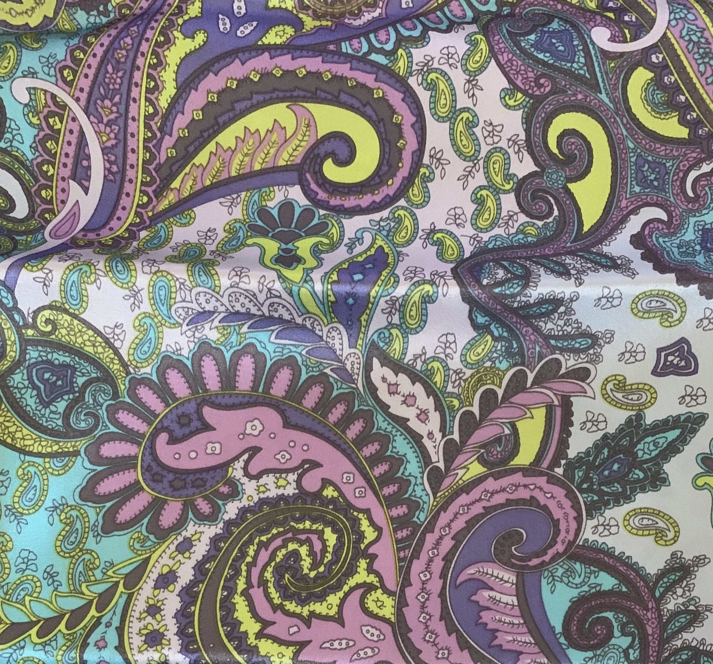 CR Purple and Seafoam Paisley Scarf