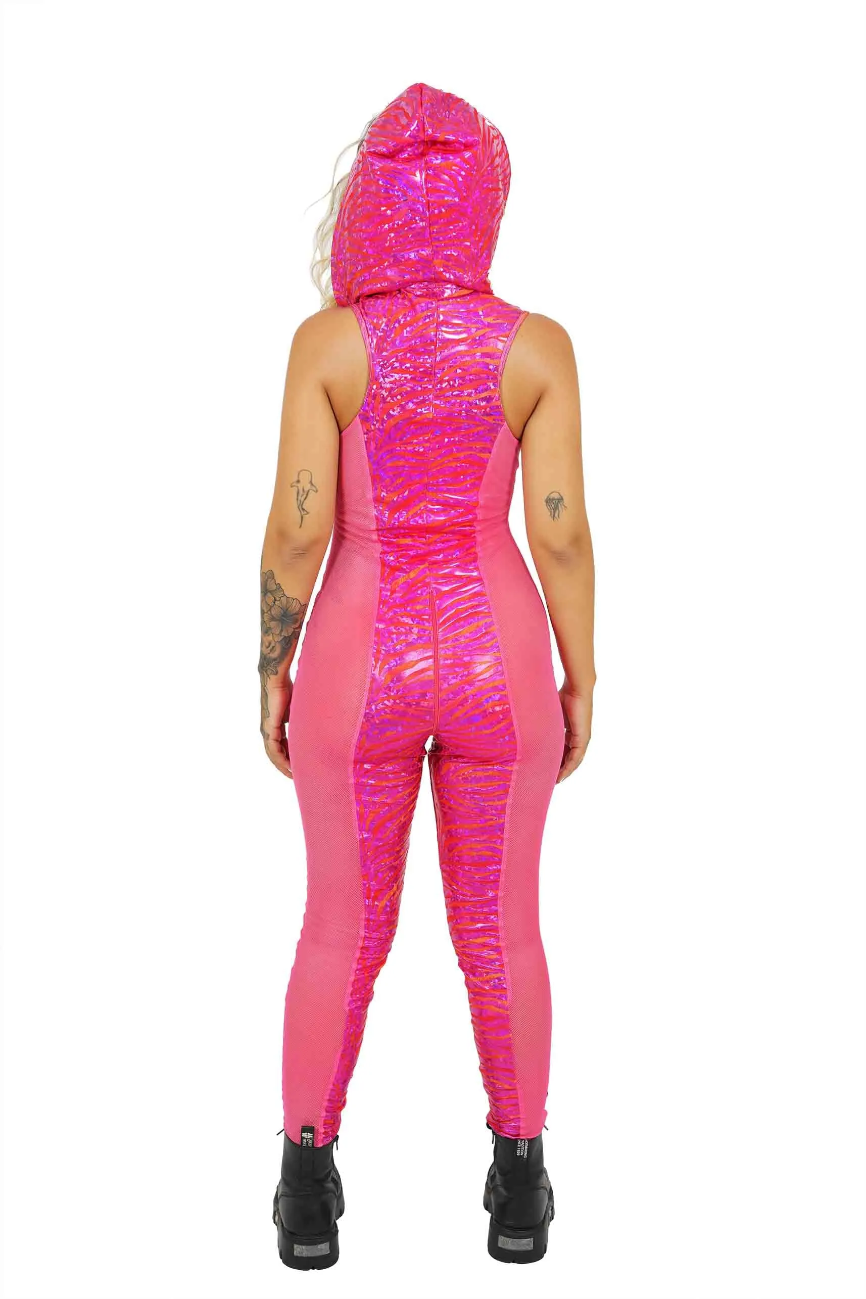 Cyber Tiger Pink Catsuit With Zipper