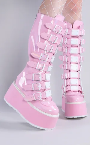 DAMNED-318 Baby Pink Holographic Boots (Au Stock)