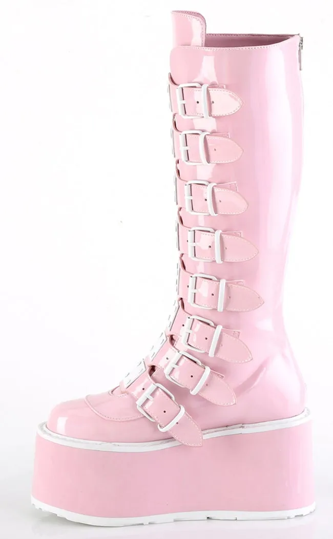 DAMNED-318 Baby Pink Holographic Boots