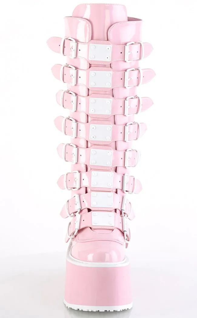 DAMNED-318 Baby Pink Holographic Boots