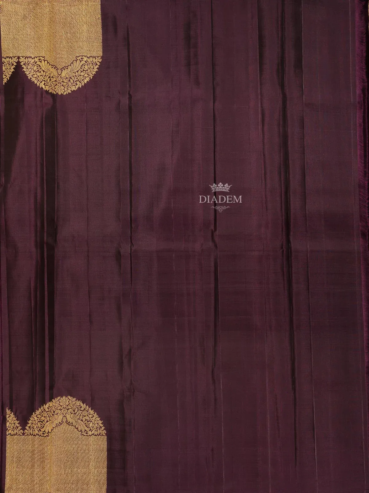 Dark Purple Pure Kanchipuram (Bridal) Silk Saree with Zari Butta on the body and Zari Border