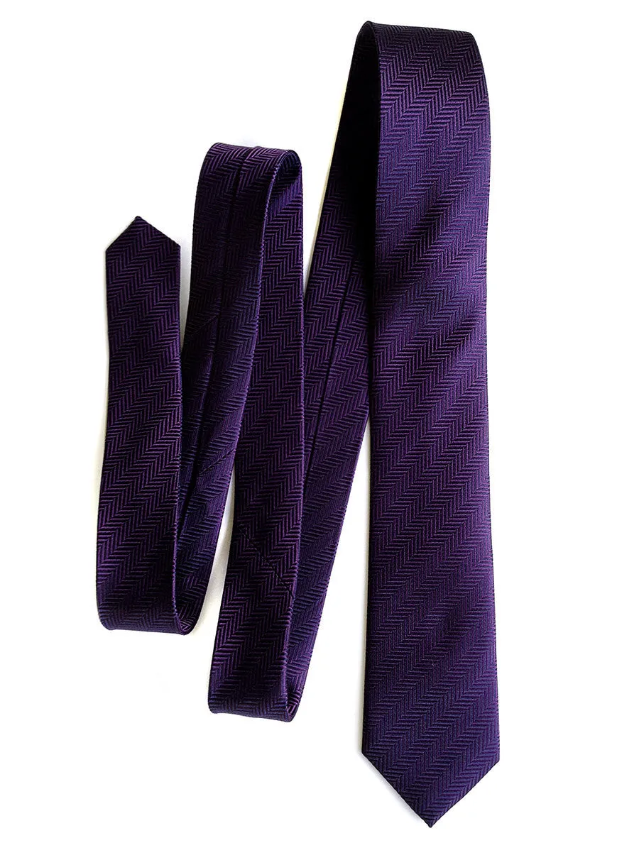 Eggplant Herringbone Silk Necktie