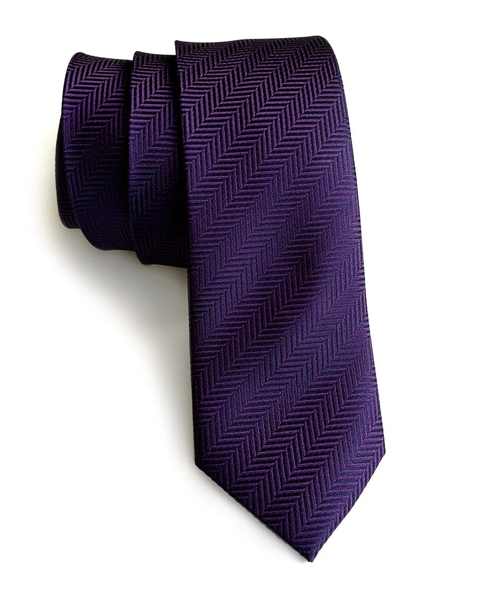 Eggplant Herringbone Silk Necktie