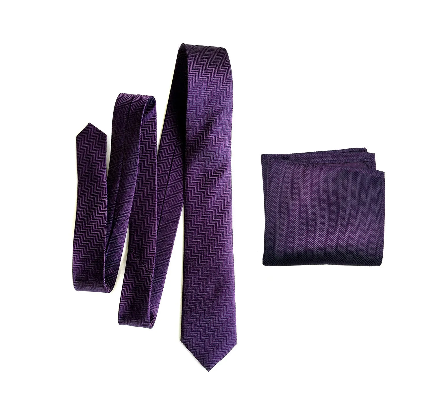 Eggplant Herringbone Silk Necktie