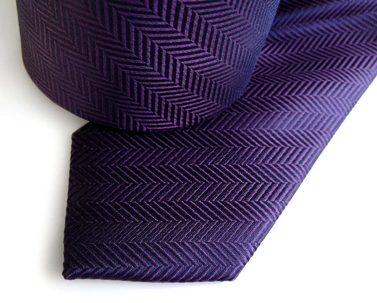 Eggplant Herringbone Silk Necktie