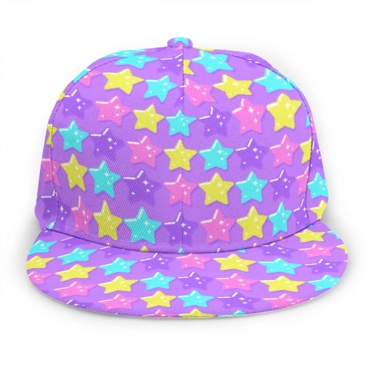 Electric Star Wave Purple Baseball Cap With Flat Brim