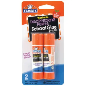 Elmer's Disappearing Purple Washable School Glue Sticks, 2 Count