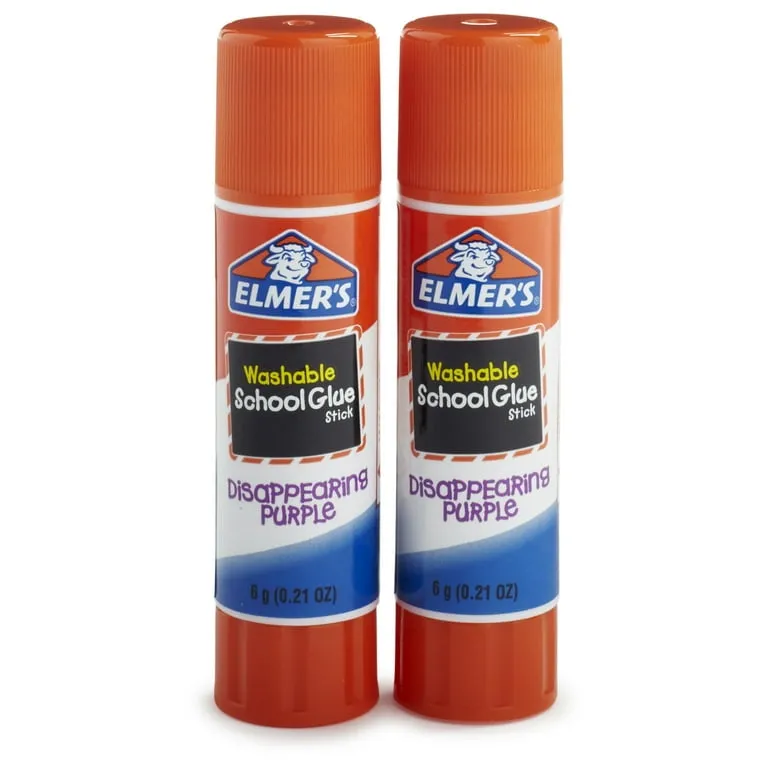 Elmer's Disappearing Purple Washable School Glue Sticks, 2 Count