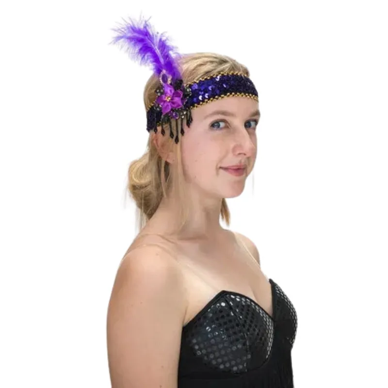 Flapper Headband - Purple and Gold