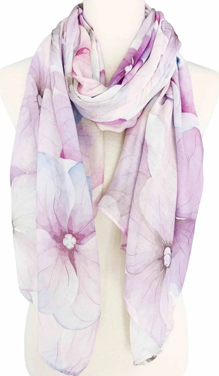 Floral Print Non-slip Wrap Hijab Scarf - Lilac/Blue