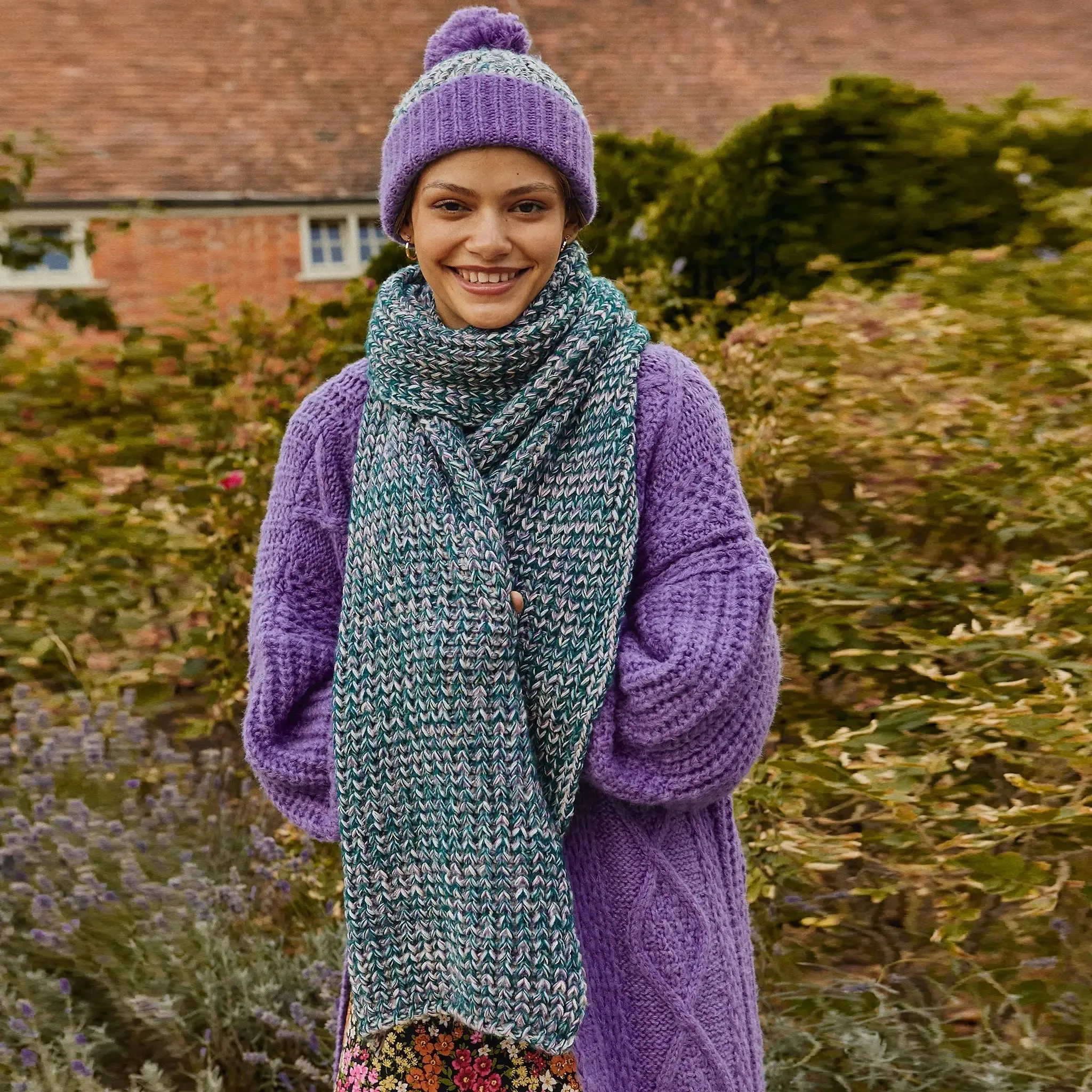 Florence Twist Oversized Chunky Knit Scarf - Purple