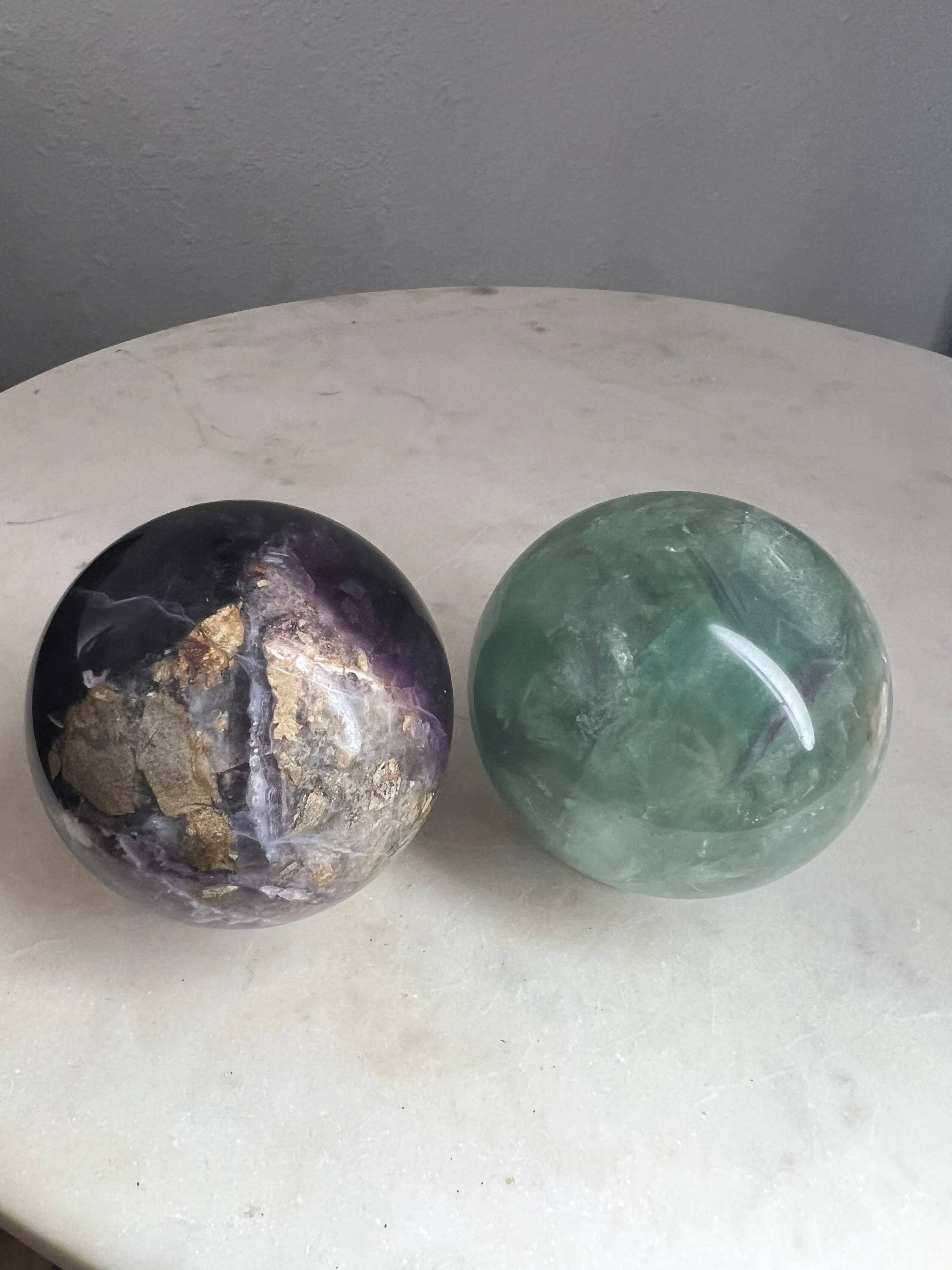 Fluorite 2 spheres total weight 2lbs