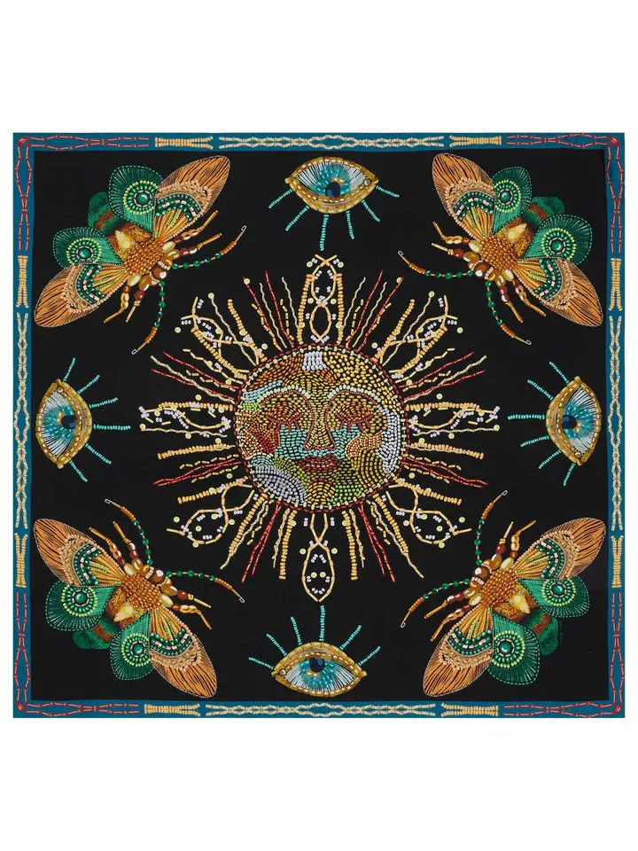 FRANCO FERRARI - EMBROIDERED SUN SILK SCARF