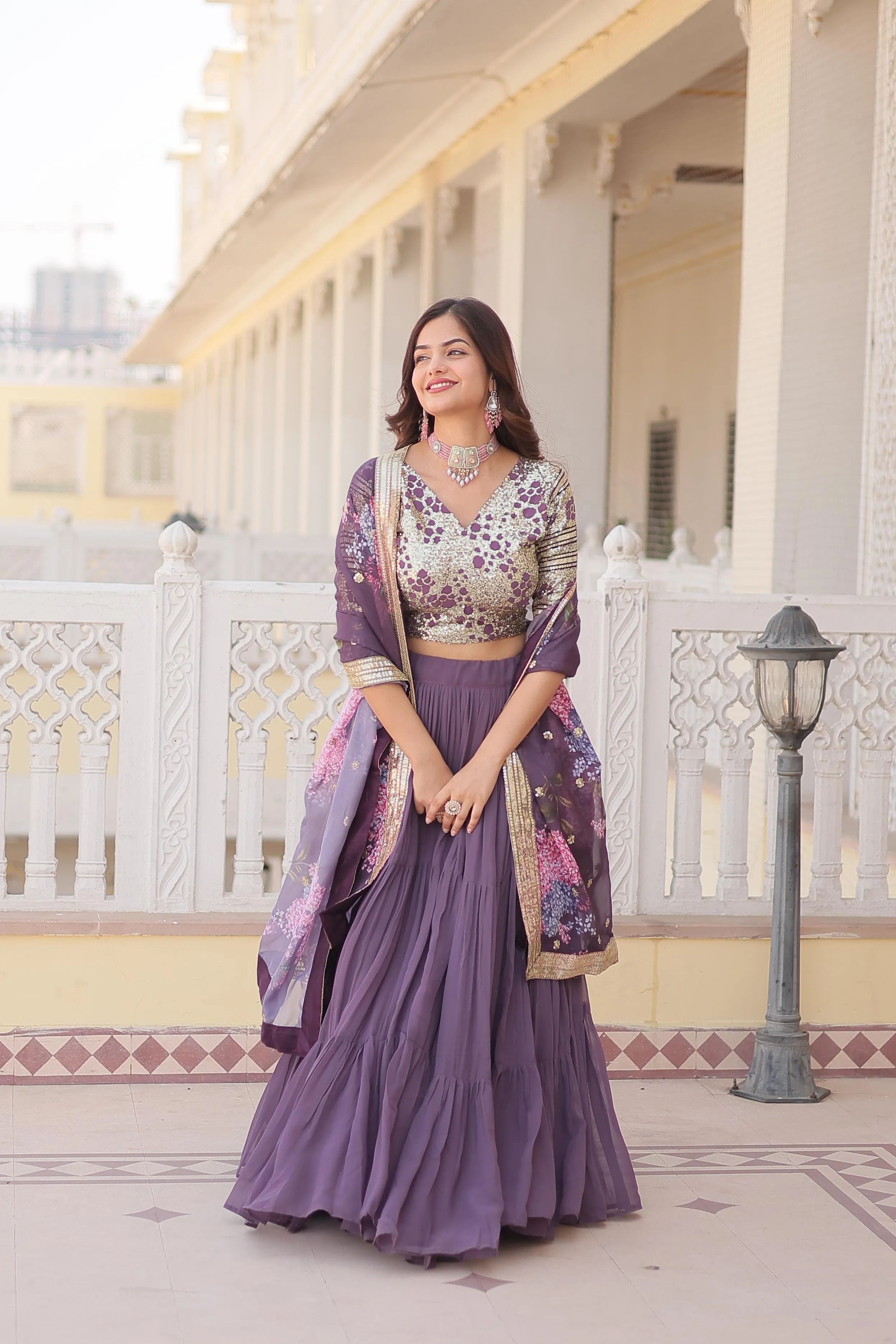 Fully Flaired Sequins Embroidered Designer Lehenga