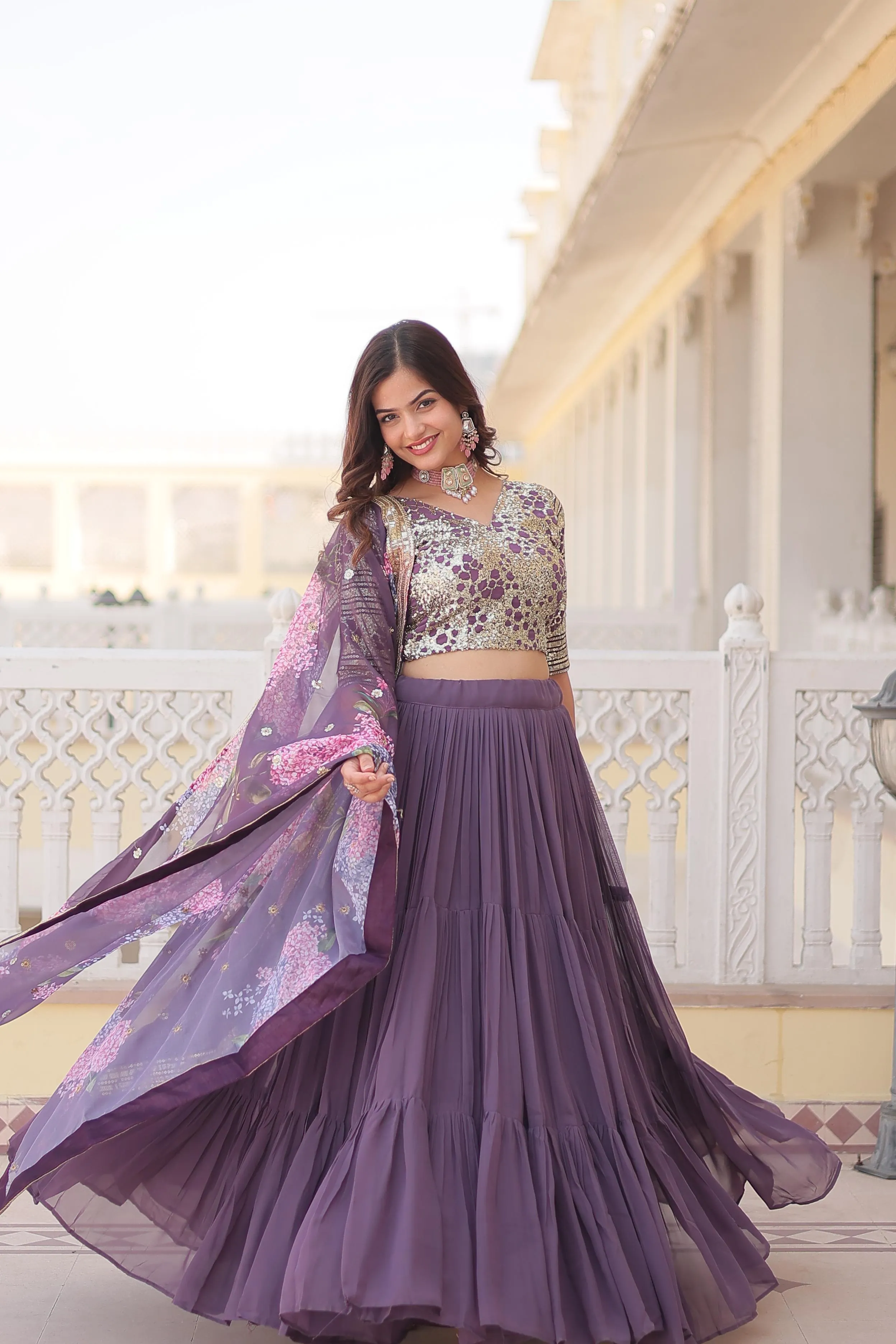 Fully Flaired Sequins Embroidered Designer Lehenga