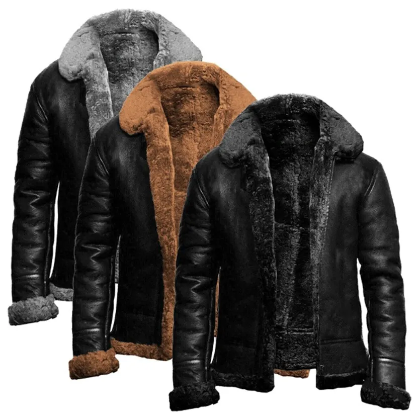 Funki Buys | Jackets | Men's Faux Fur Faux Leather Flight Jacket