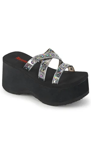 FUNN-19 Holographic Platform Slide Sandals