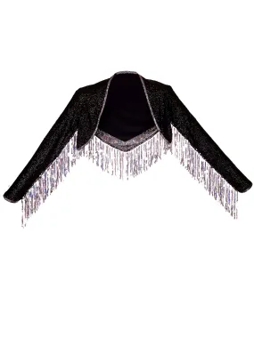 Glitter Galactic | Black & Silver | Sequin Fringe Bolero