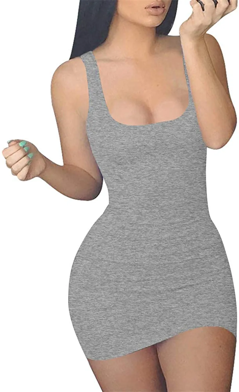 GOBLES Women's Casual Summer Sleeveless Mini Sexy Bodycon Tank Club Dress