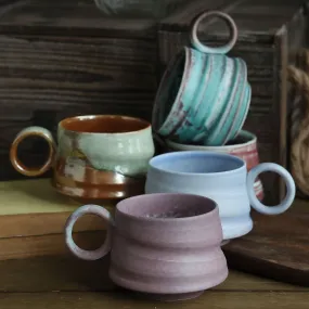 Gohobi Handmade Afternoon Japanese Stoneware Coffee Latte Mug and Saucer Set