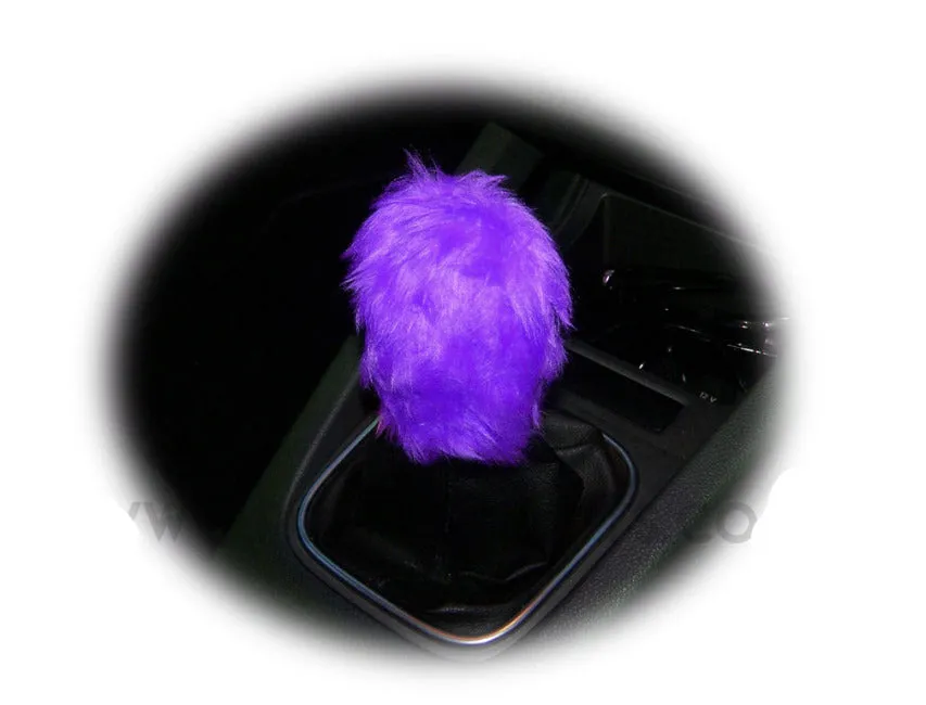 Gorgeous Purple fluffy faux fur car accessories 4 piece set