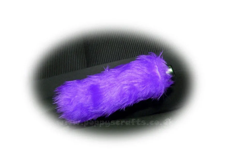 Gorgeous Purple fluffy faux fur car accessories 4 piece set