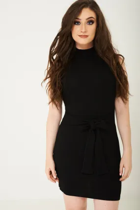 High Neck Bodycon Dress in Black