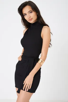 High Neck Bodycon Dress in Black