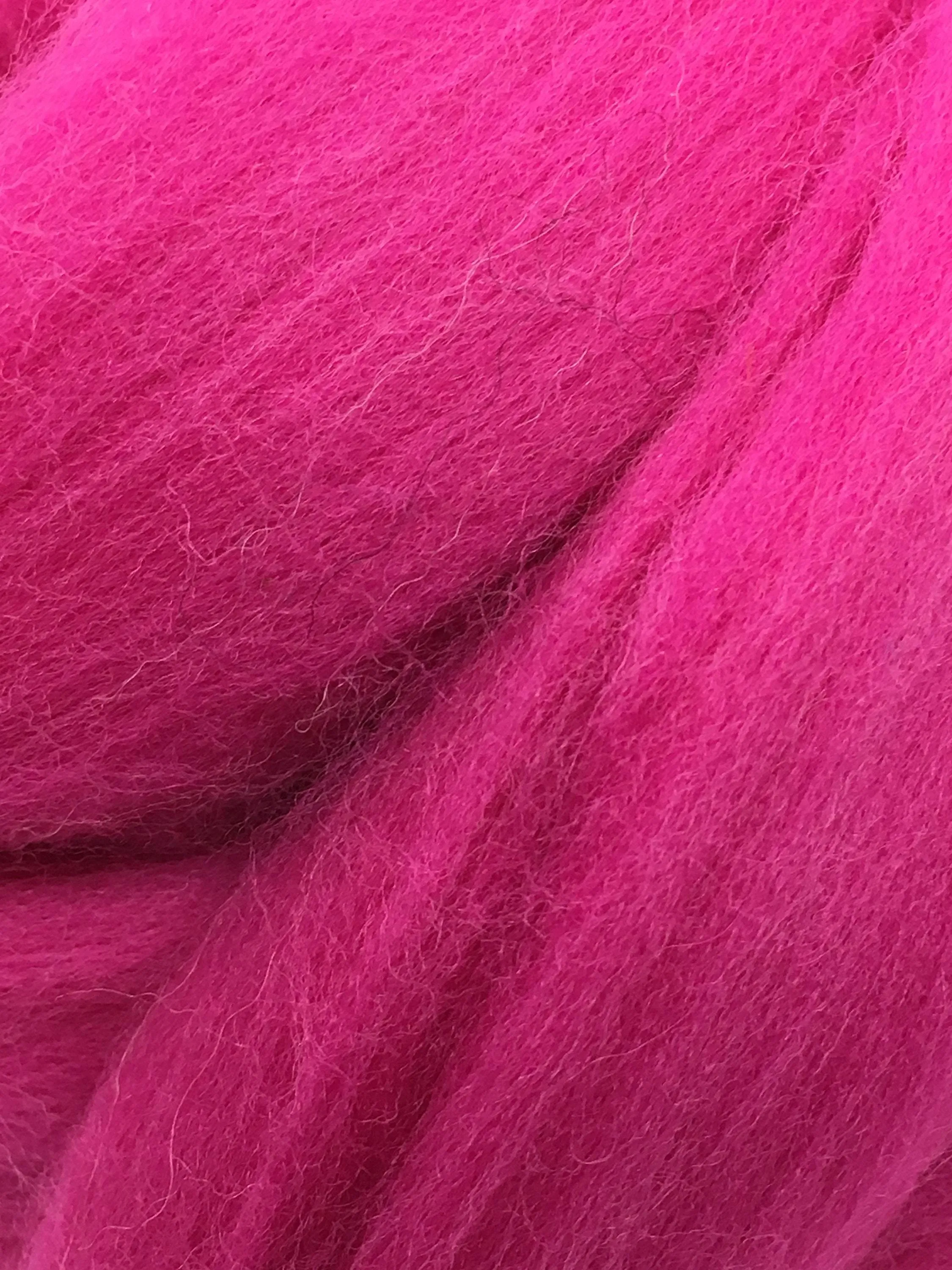 Hot Pink Wool Merino Top Roving - Spin into Yarn, Needle Felt, Wet Felt, Spinning, Felting, Weaving, Knitting, all Crafts