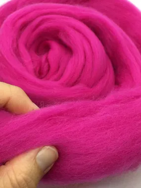 Hot Pink Wool Merino Top Roving - Spin into Yarn, Needle Felt, Wet Felt, Spinning, Felting, Weaving, Knitting, all Crafts