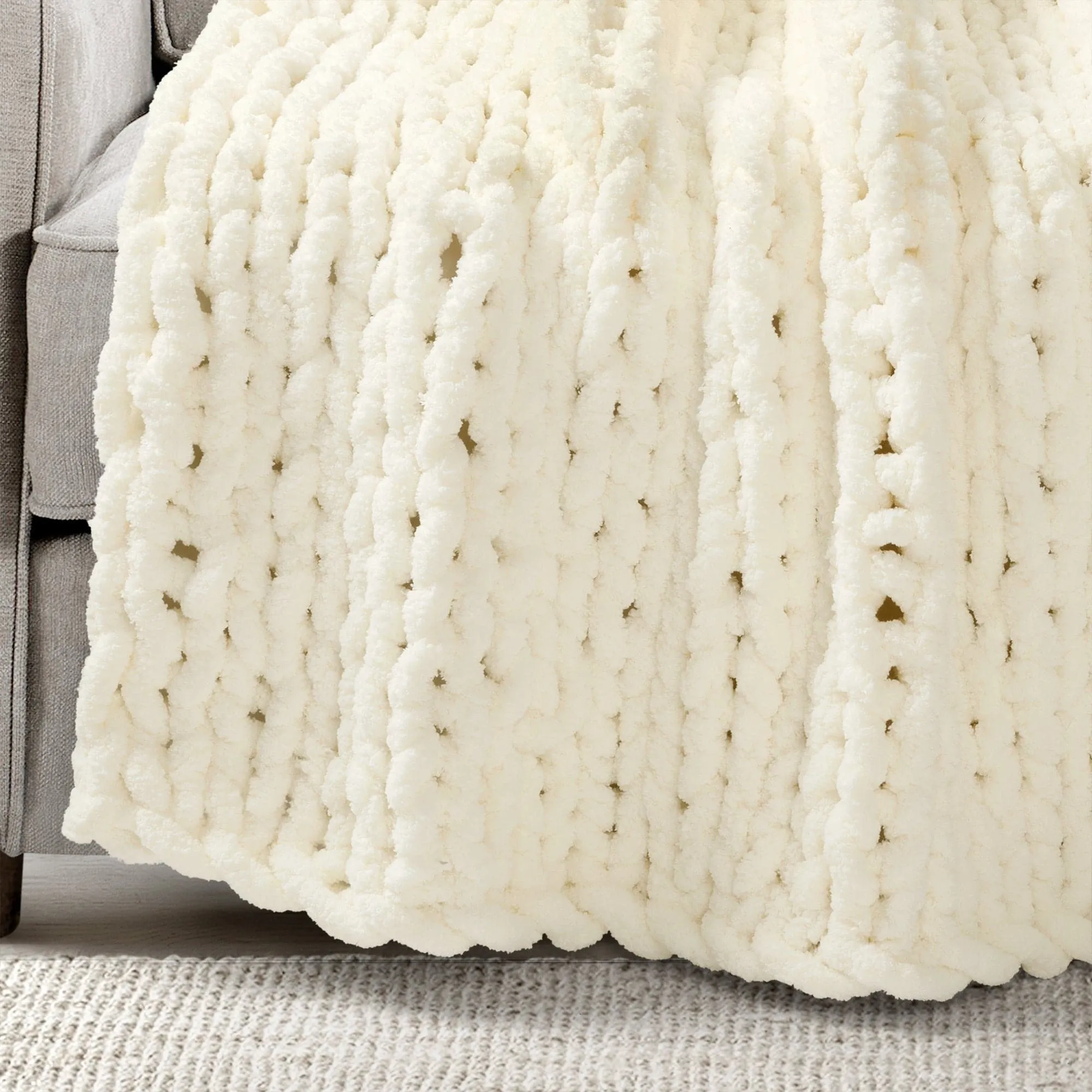 Hygge Ultra Soft Chenille Chunky Knit Throw