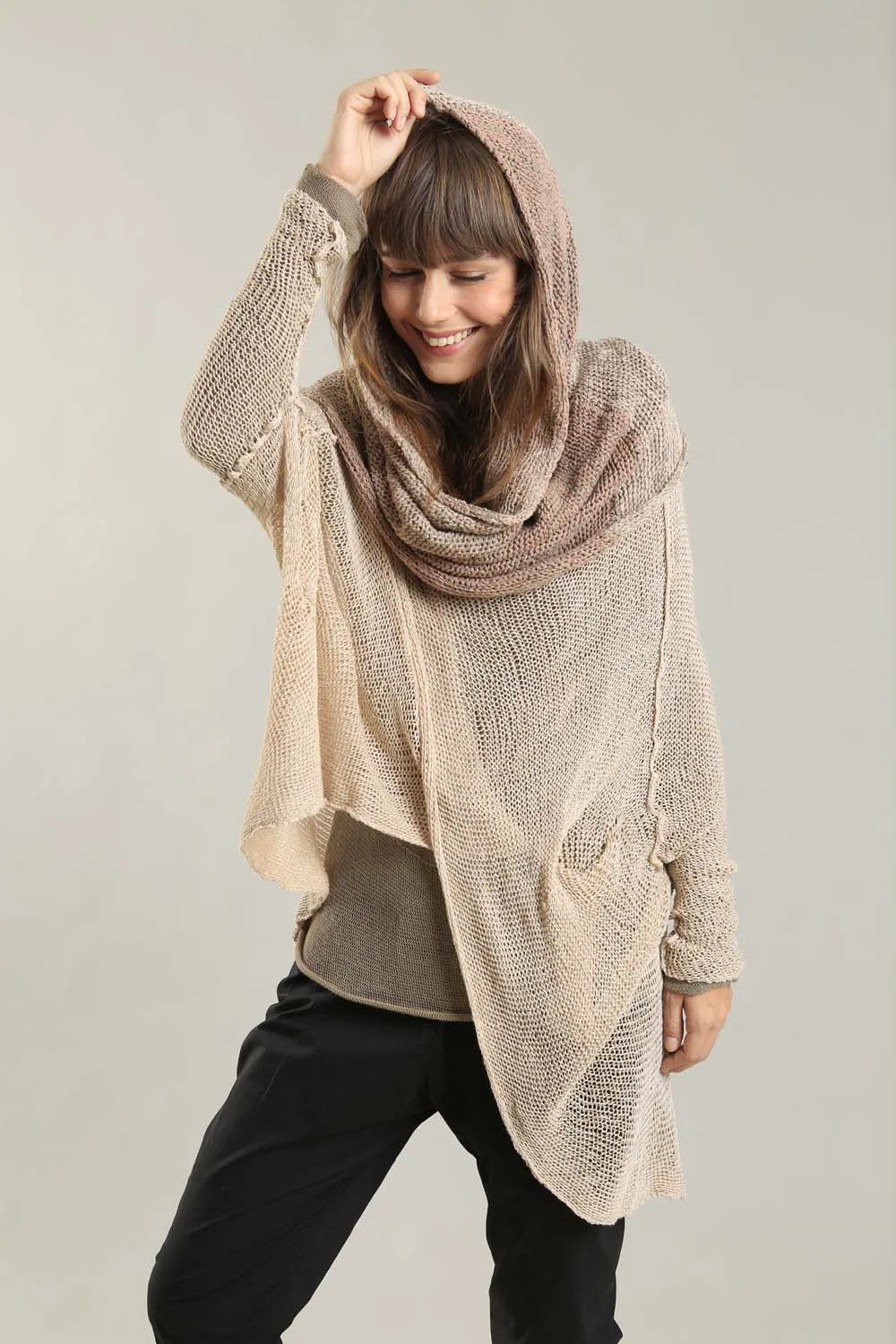 Infinity Handmade knitted Scarf - Taupe Camel Blush