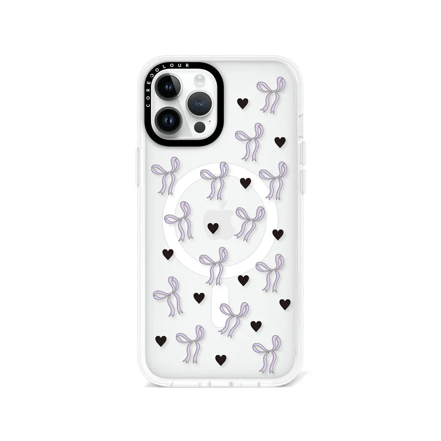 iPhone 12 Pro Max Purple Ribbon Heart Phone Case MagSafe Compatible