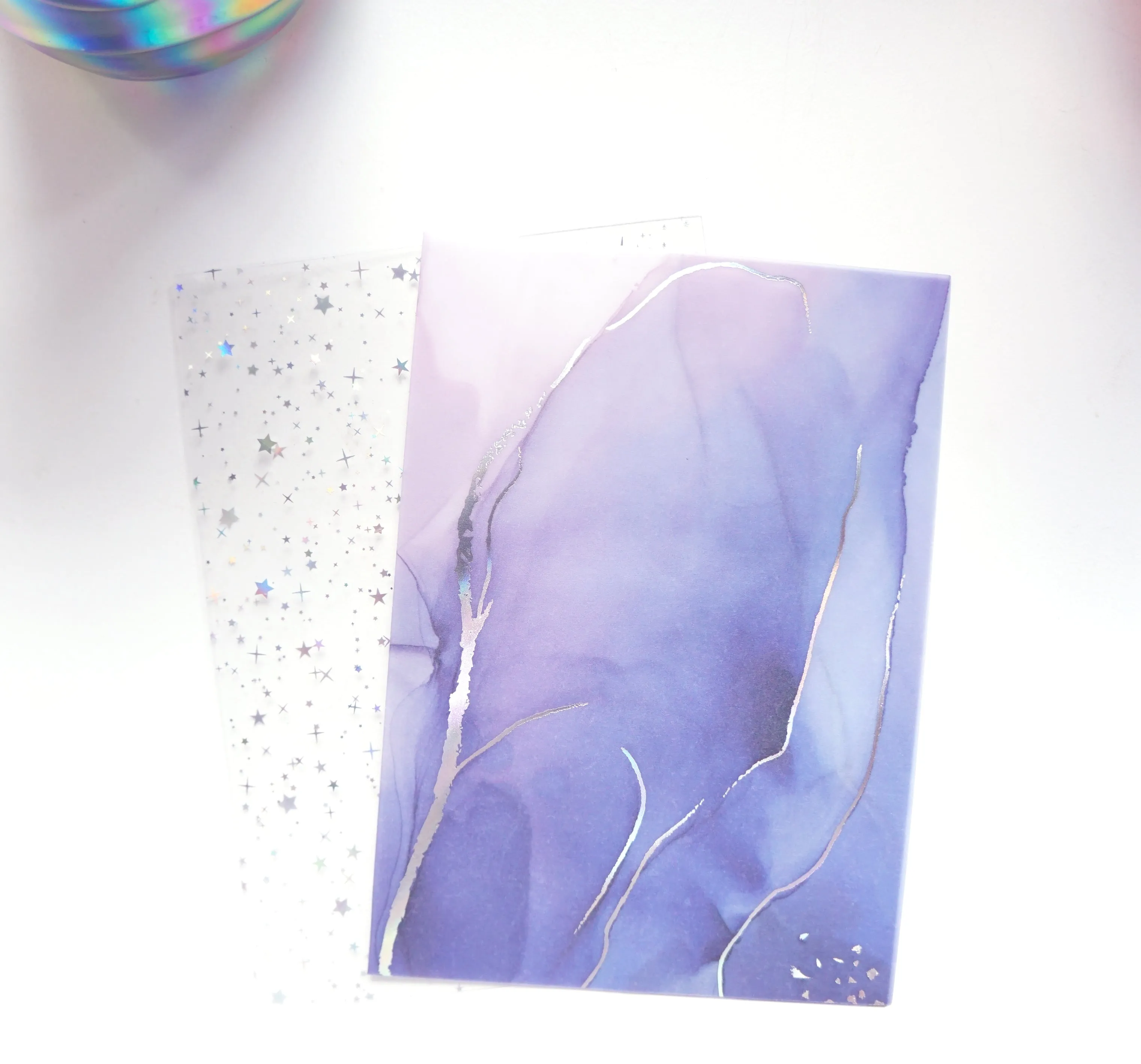 Iridescent Ink Vellum/Acetate set of 2 (silver holographic foil) - Doorbuster!