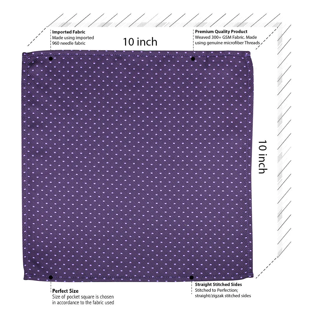 Kovove Purple Polka Print Pocket Square For Men