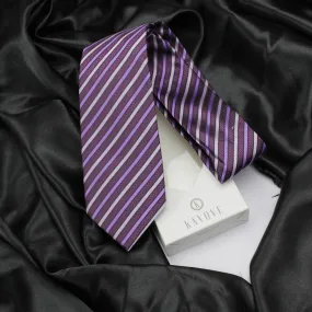 Kovove Purple Striped Neck Tie For Men