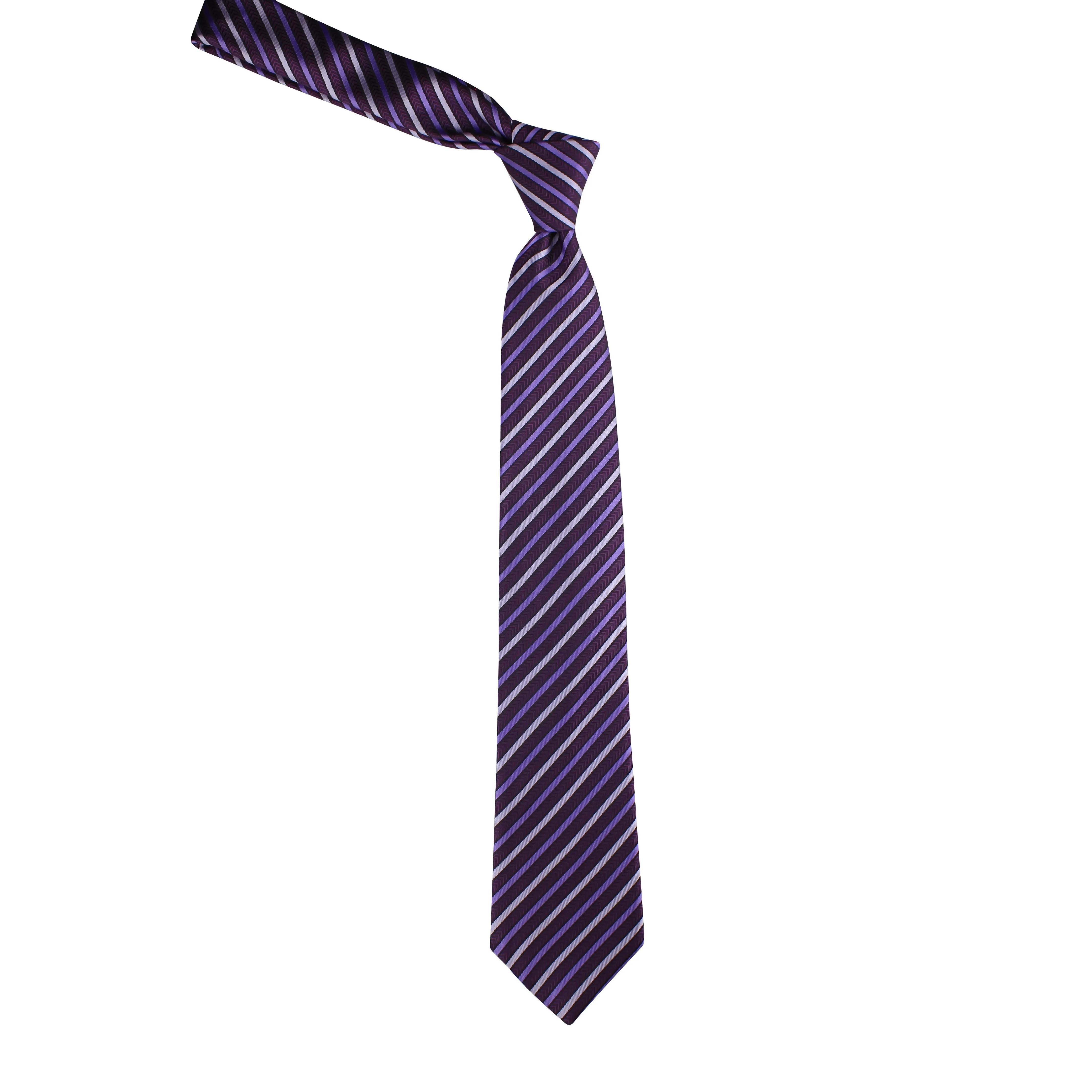 Kovove Purple Striped Neck Tie For Men