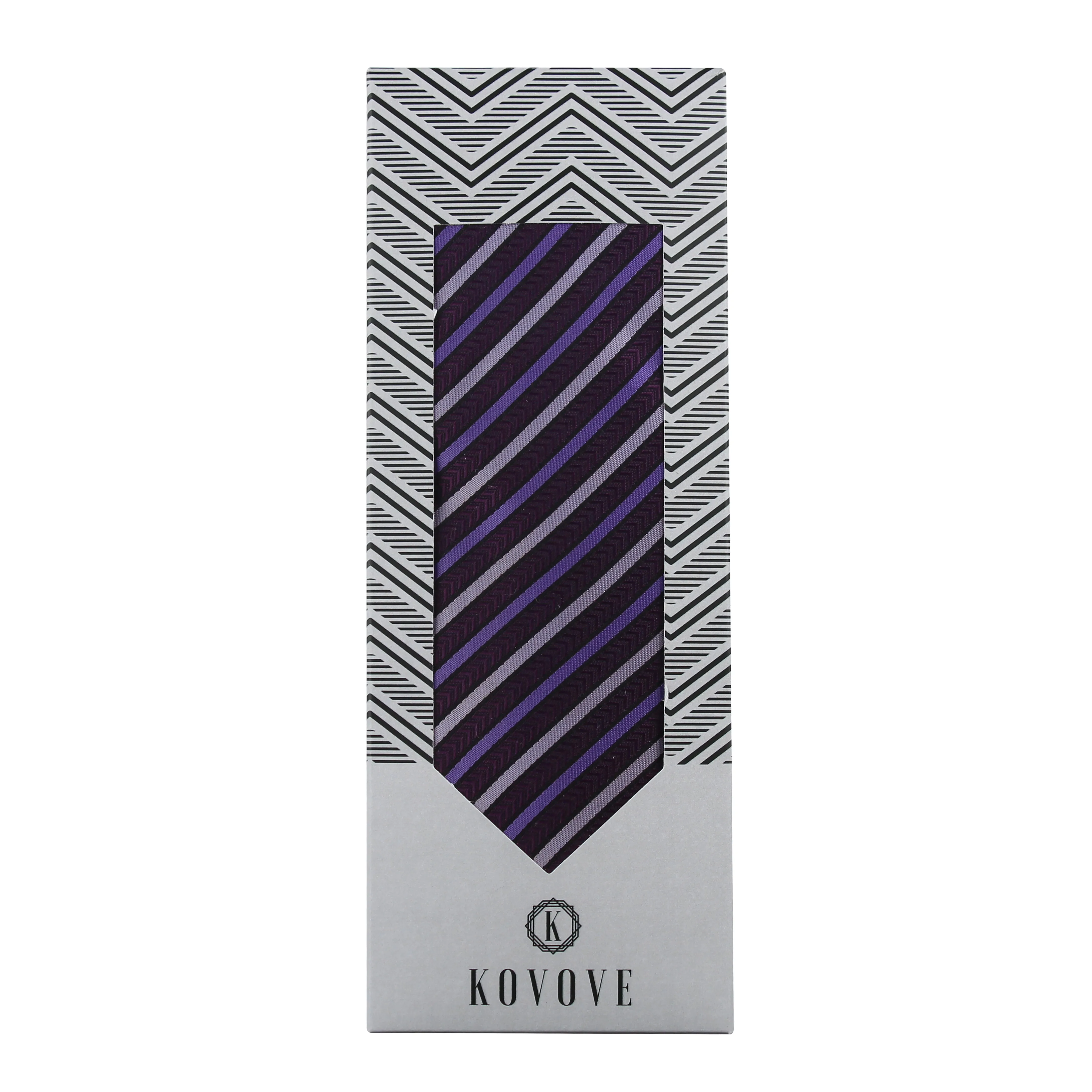 Kovove Purple Striped Neck Tie For Men