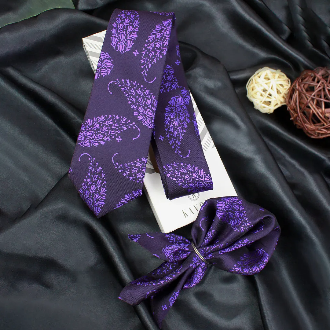 Kovove The Twining Paisley Purple Necktie and Pocket Square Gift Box